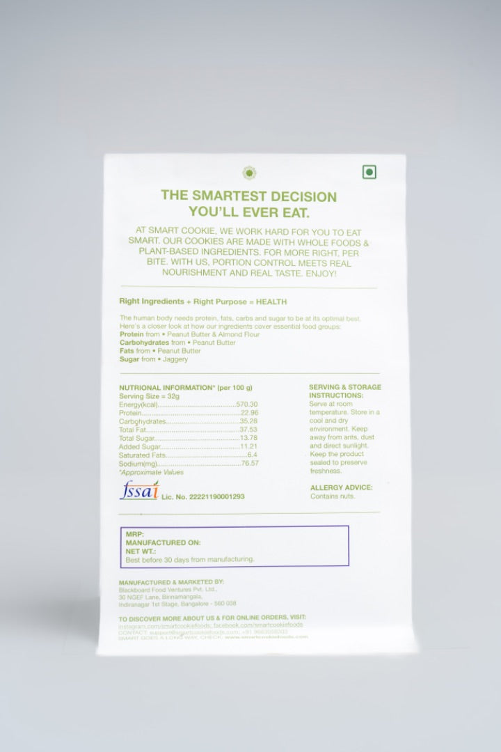 Smart Cookie Foods pack - back side