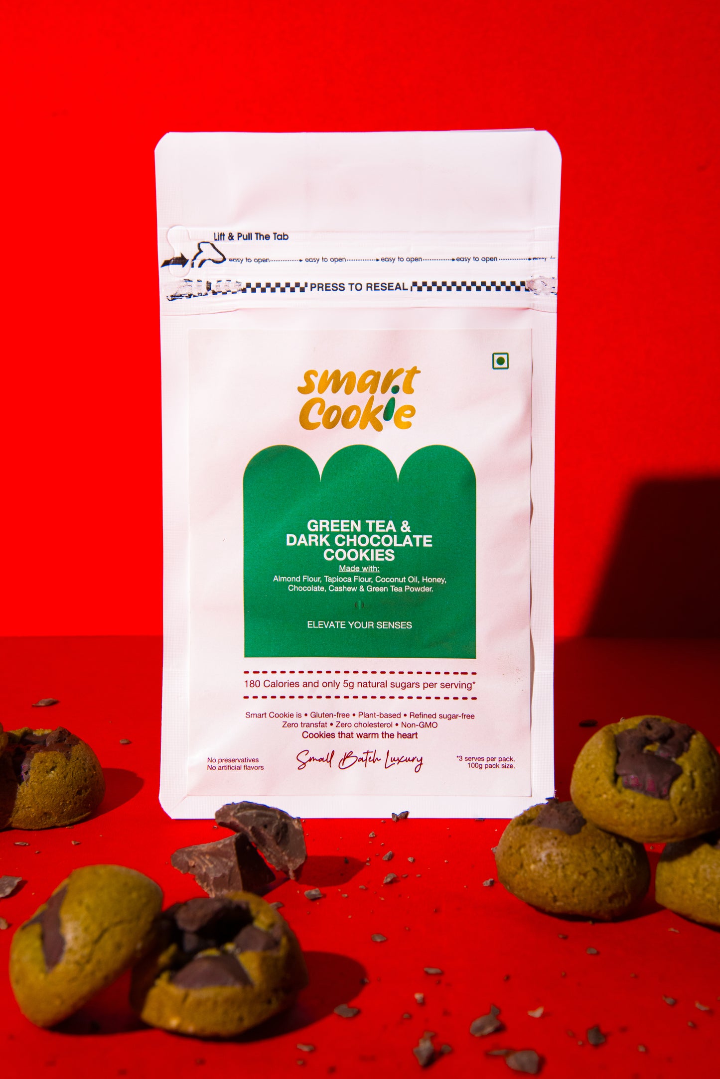 Green Tea Dark Chocolate Cookies
